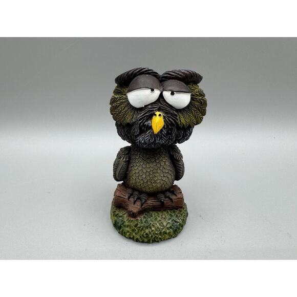 Swibco Bored Owl Bobble Head Vintage 2004 Hand Painted Resin - Picture 1 of 7
